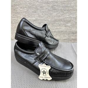 Addison Shoes Mens Size 10 EE Black Leather Slip On Oxford Steel Toe USA 510008